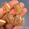 Chunky freeform faceted citrine double drop dangle earrings