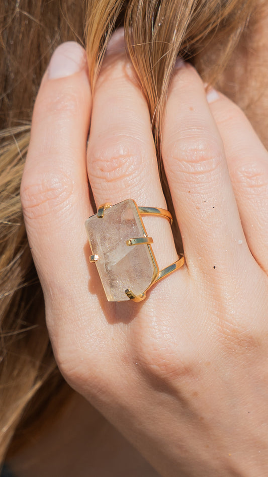 Freeform faceted citrine ring