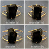 Black obsidian freeform faceted cuff bracelet