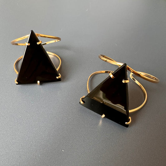 Black onyx triangle cuff bracelet