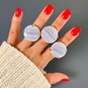 Blue lace agate mixed-shape cabochon rings