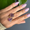 Duo rough amethyst ring