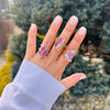 Raw pink tourmaline slice ring in matrix