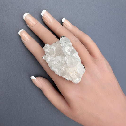 Oversized statement crystal cluster ring
