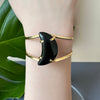 Black onyx crescent moon cuff bracelet