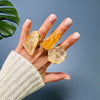 Golden healer faceted freeform chunky ring