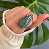 Dark green quartz pear shaped ring