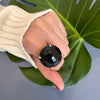 Black onyx round ring