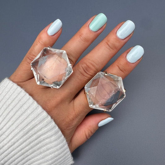 Crystal hexagon ring