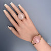 Rose quartz round ring