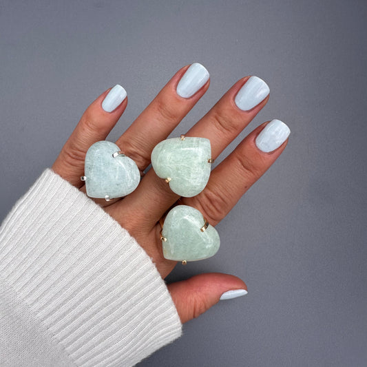 Aquamarine heart ring