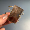 Smoky quartz faceted rectangle cuff bracelet