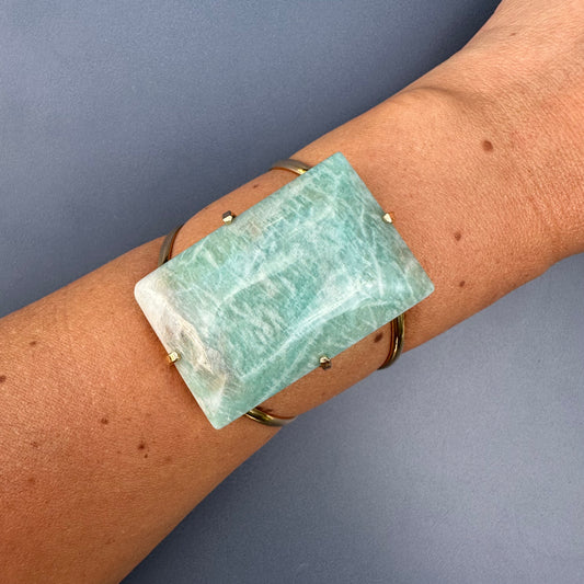 Amazonite baguette cuff bracelet
