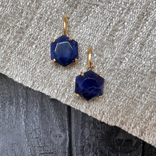 Sodalite hexagon drop earrings