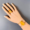 Golden healer freeform faceted cuff bracelet