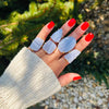 Blue lace agate mixed-shape cabochon rings