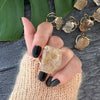 Freeform faceted rutilated quartz ring
