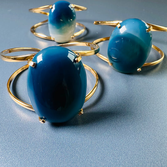 Oval blue agate cuff bracelet