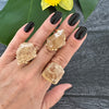 Freeform faceted rutilated quartz ring