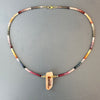 Multicolor sapphire necklace with pink lemurian point connector