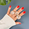 Round crystal cabochon ring