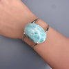 Larimar oval cabochon cuff bracelet