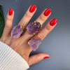 Large raw purple amethyst gem ring