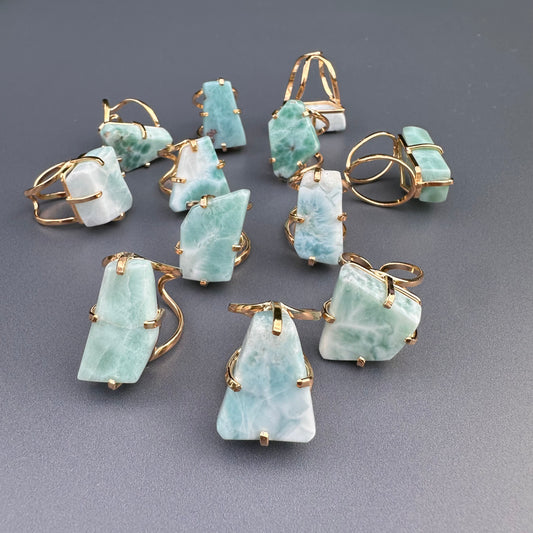 Larimar freeform slice ring