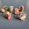Raw pink tourmaline slice ring in matrix