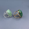 Green quartz oval cabochon ring