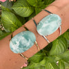 Larimar oval cabochon cuff bracelet