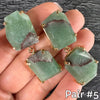 Chunky freeform faceted green quartz double drop dangle earrings