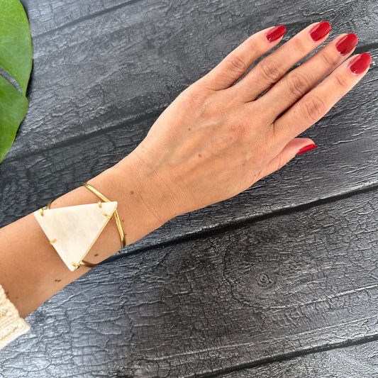 White quartz triangle cuff bracelet