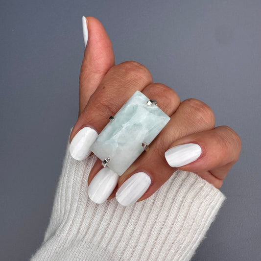 Larimar rectangle cabochon ring