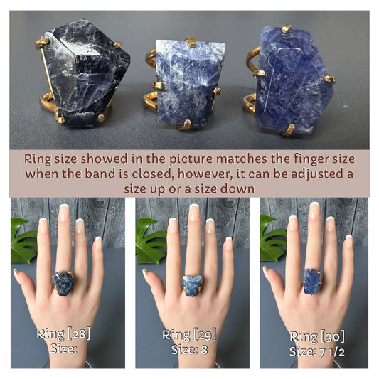 Freeform faceted sodalite ring