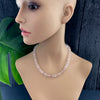 Rose quartz rondelle knotted necklace