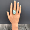Larimar oval cabochon ring