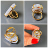 Blue lace agate mixed-shape cabochon rings