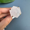 Rose quartz large hexagon ring