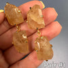 Chunky freeform faceted citrine double drop dangle earrings
