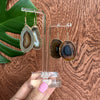 Brown agate slice hook drop earrings