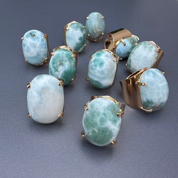 Larimar oval cuff ring