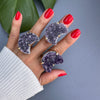 Druzy amethyst crescent moon ring