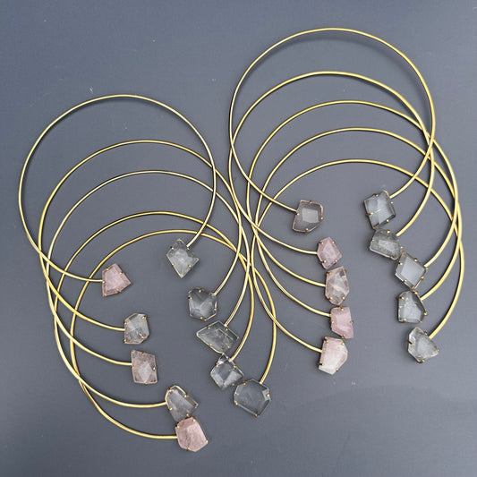 Rose & crystal quartz freeform choker