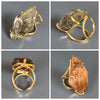 Freeform faceted chunky lodolite quartz crystal statement ring