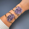 Druzy amethyst crystal cluster cuff bracelet