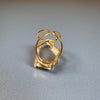 Chunky freeform faceted smoky quartz statement ring