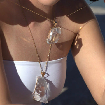 Oversized freeform faceted crystal pendant