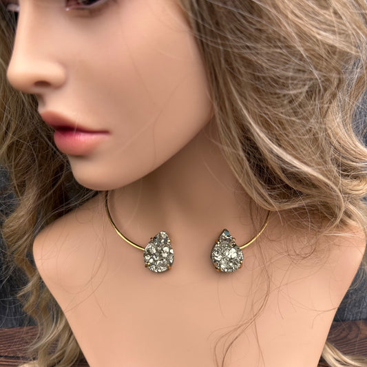 Pyrite teardrop choker