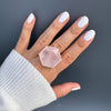 Rose quartz large hexagon ring